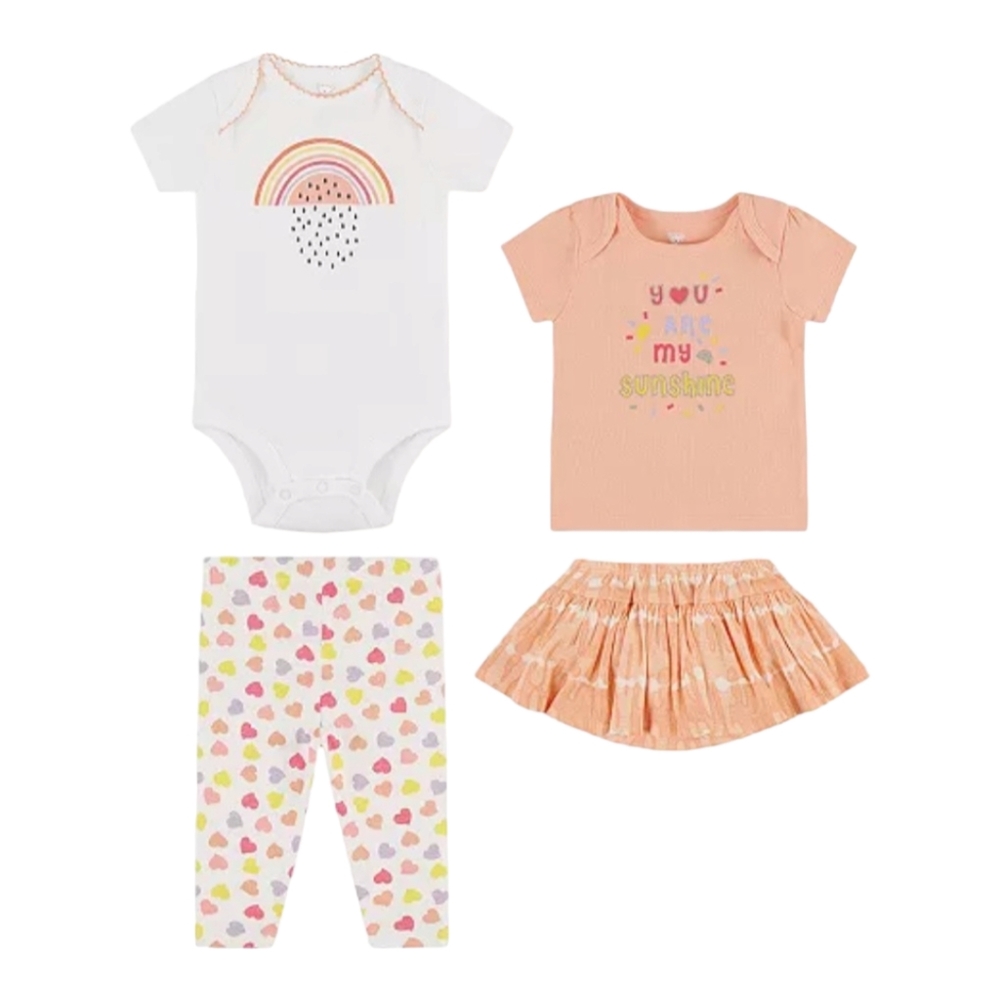 KOALA BABY,  Baby Girls Skirt, Leggings, Bodysuit and T-shirt, 4 Piece Set (New)